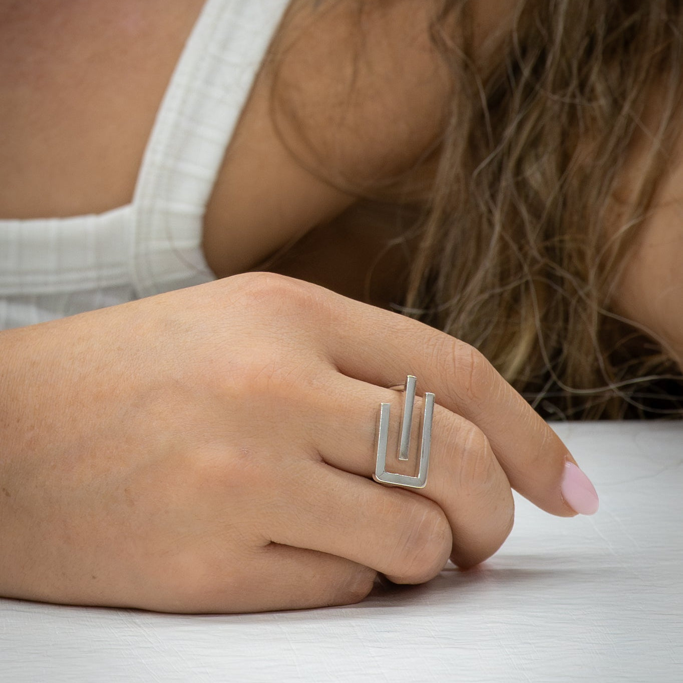 Minimalist Silver Ring Size Q/57