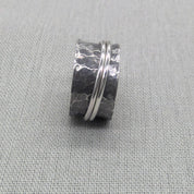 Hammered silver spinner ring