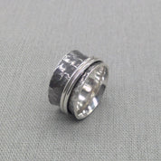 Hammered silver spinner ring