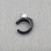 Oxidized Recycled Silver Ear Cuff with Pearl