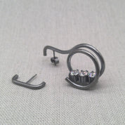 Back view of asymmetrical oxidized silver earring pair