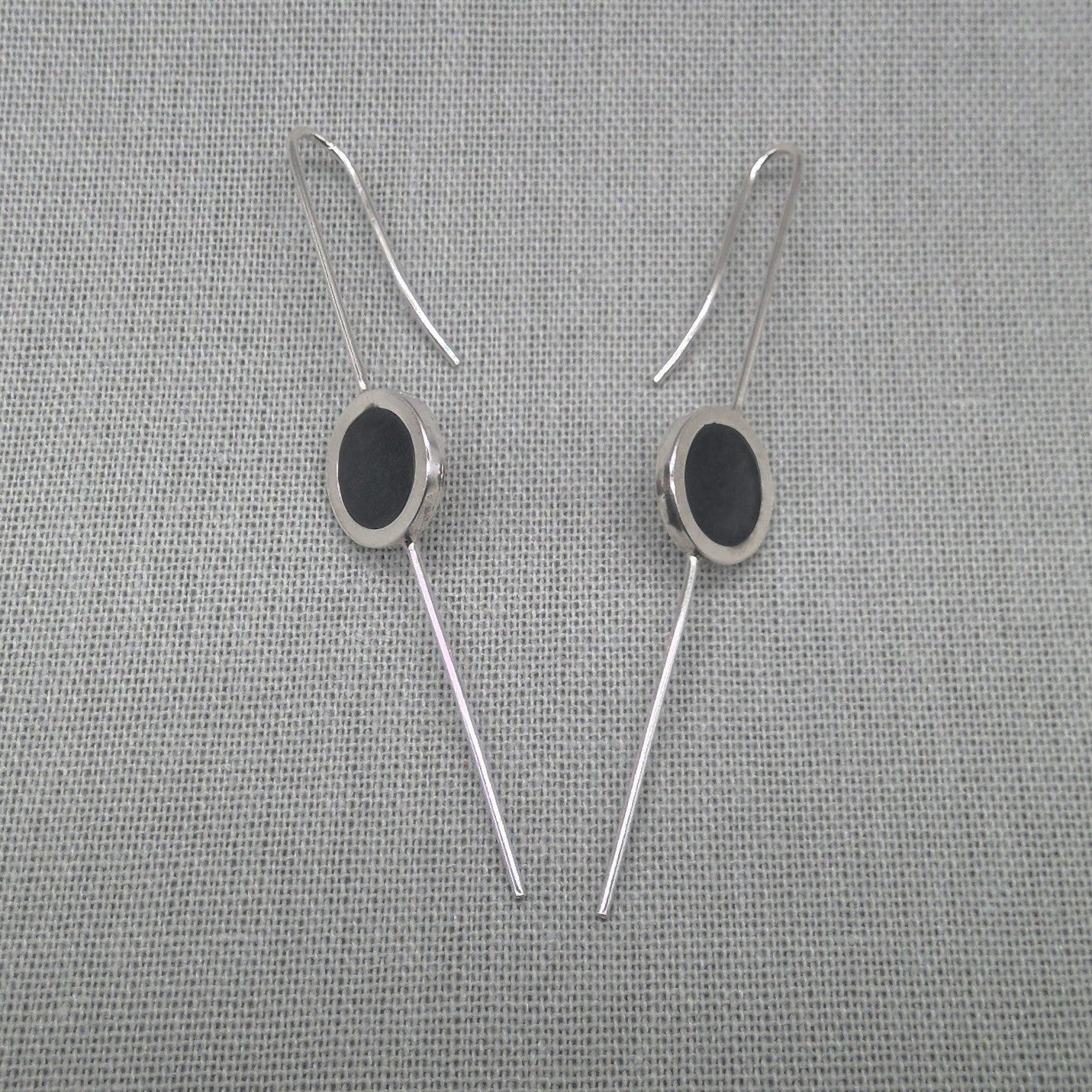 Convertible silver and resin drop earrings, full pair view