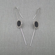 Convertible silver and resin drop earrings, full pair view