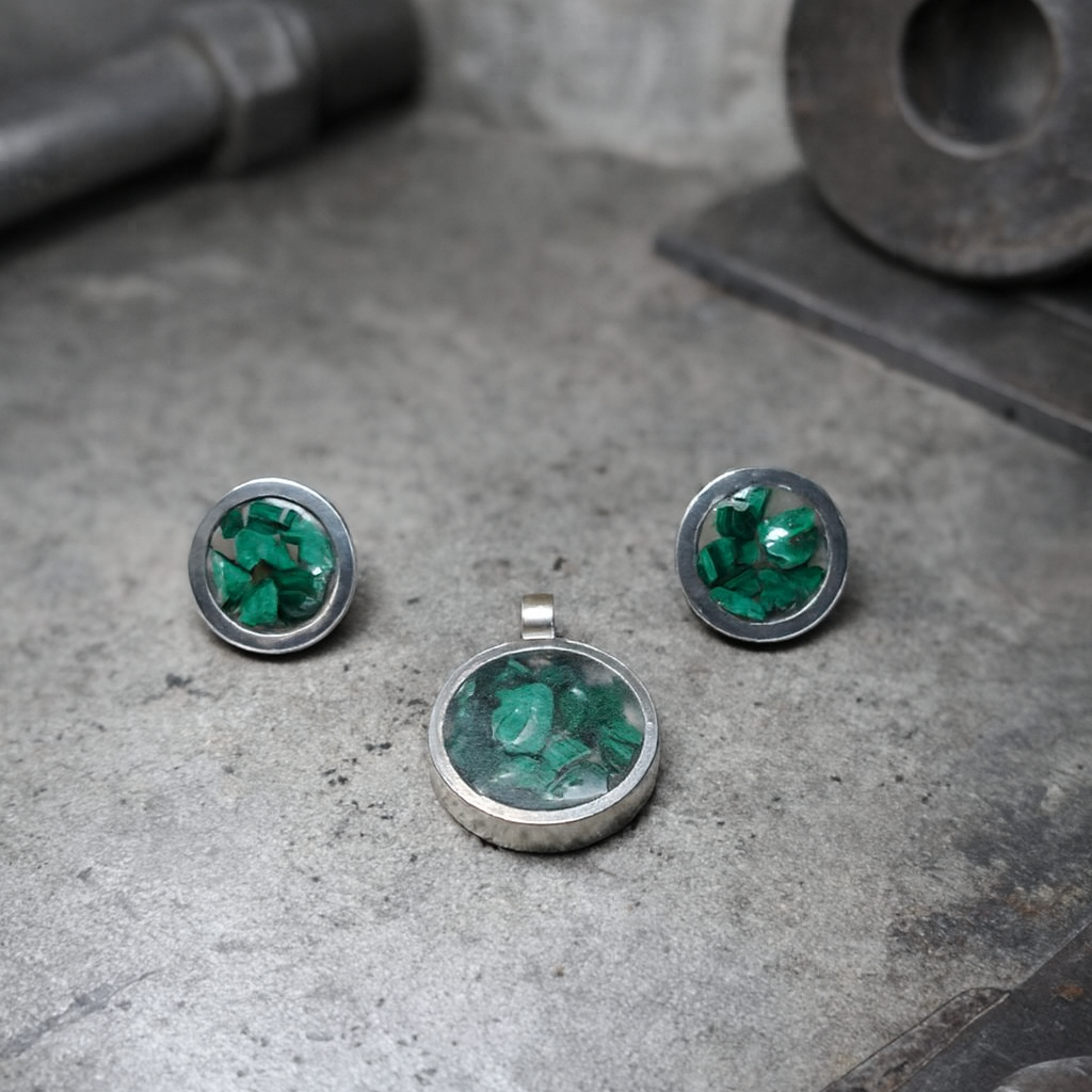 Silver Set with Malachite