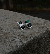 Boucles d'oreilles en argent avec malachite et obsidienne