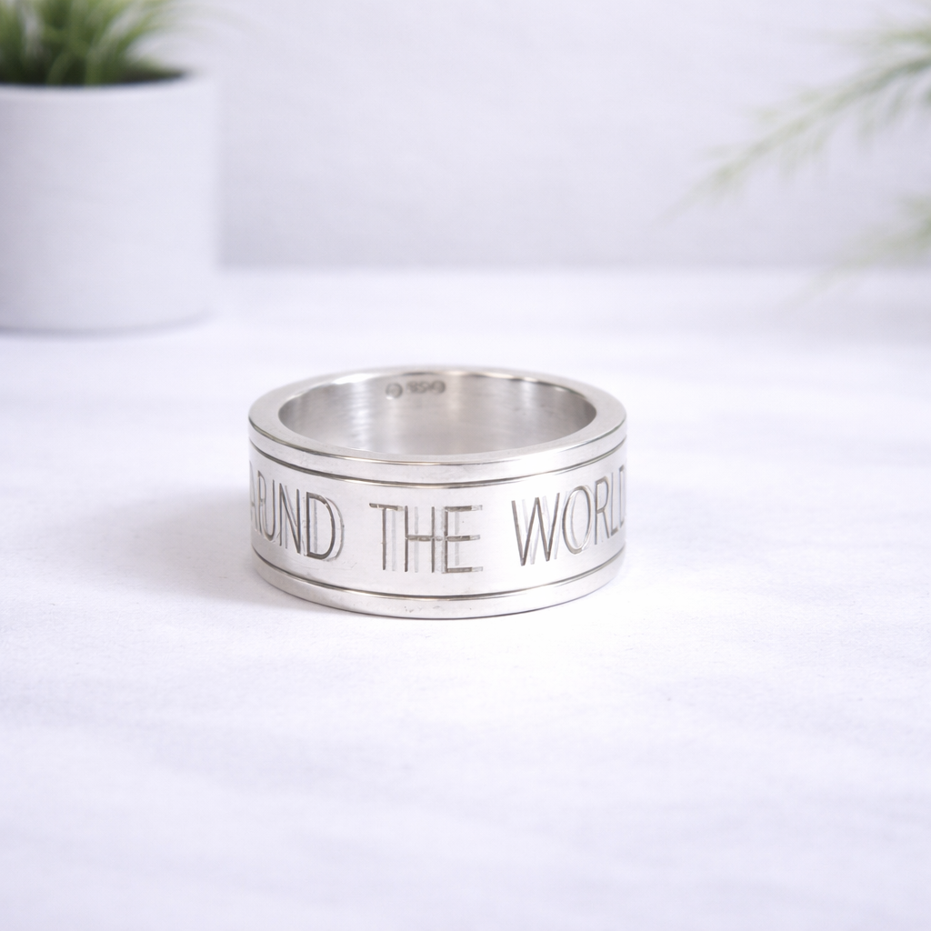 Silver Personalised Spinning Ring