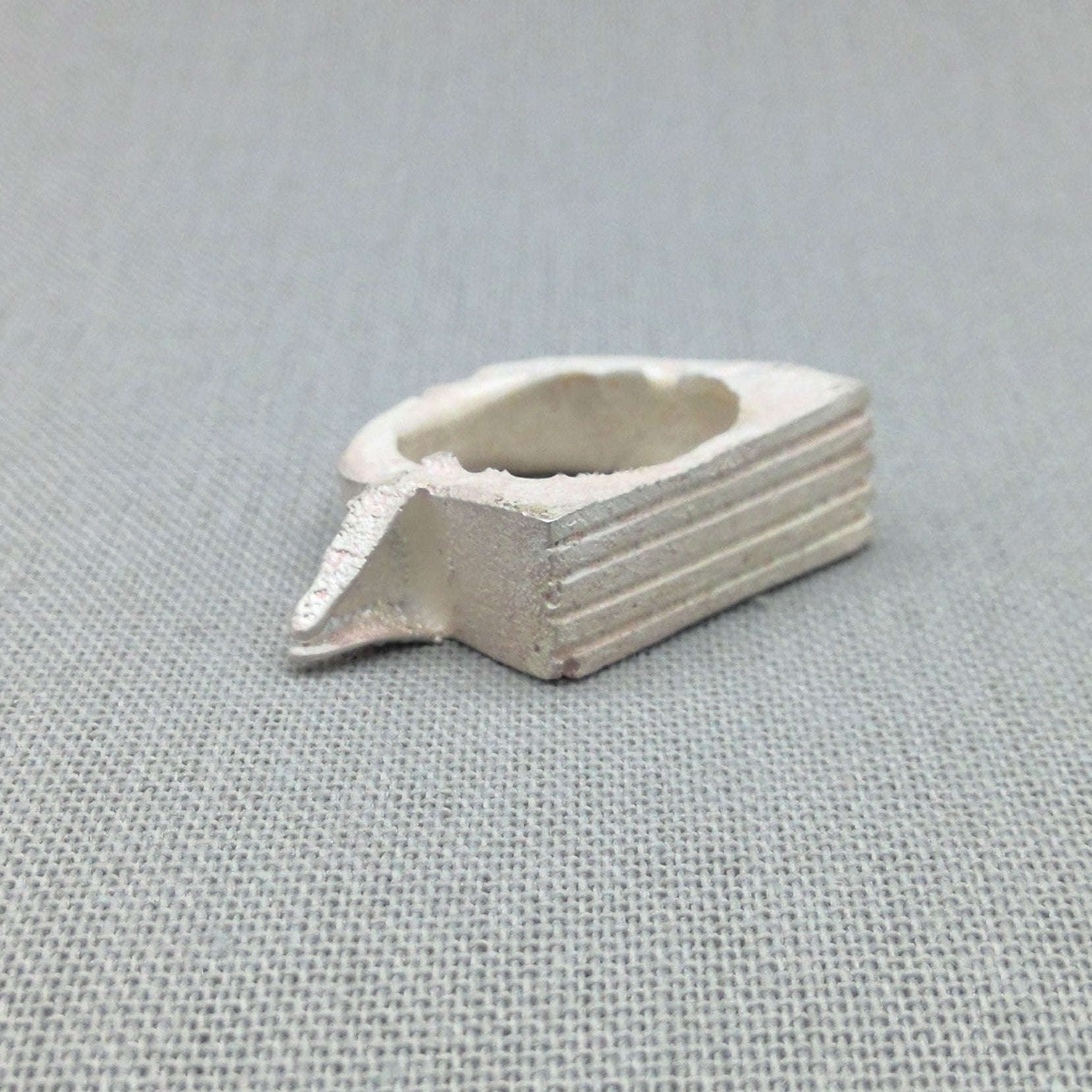 Angular sculptural silver ring, Futurist Brutalist Collection