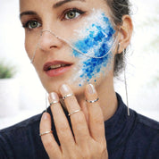 Model wearing Gladiator collection silver ring near face