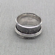 Alternate top view of recycled silver spinner ring