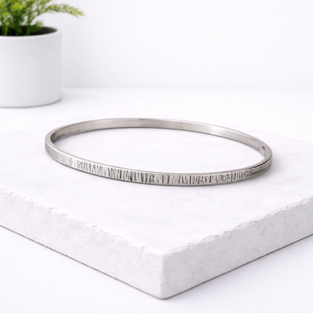 hammered silver bangle