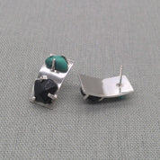 Back detail of malachite and obsidian silver earring setting