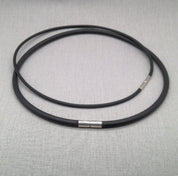 Minimalist rubber cable necklaces with recycled silver clasp