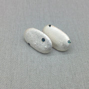 Cornish pebble cast sterling silver earrings with sapphires