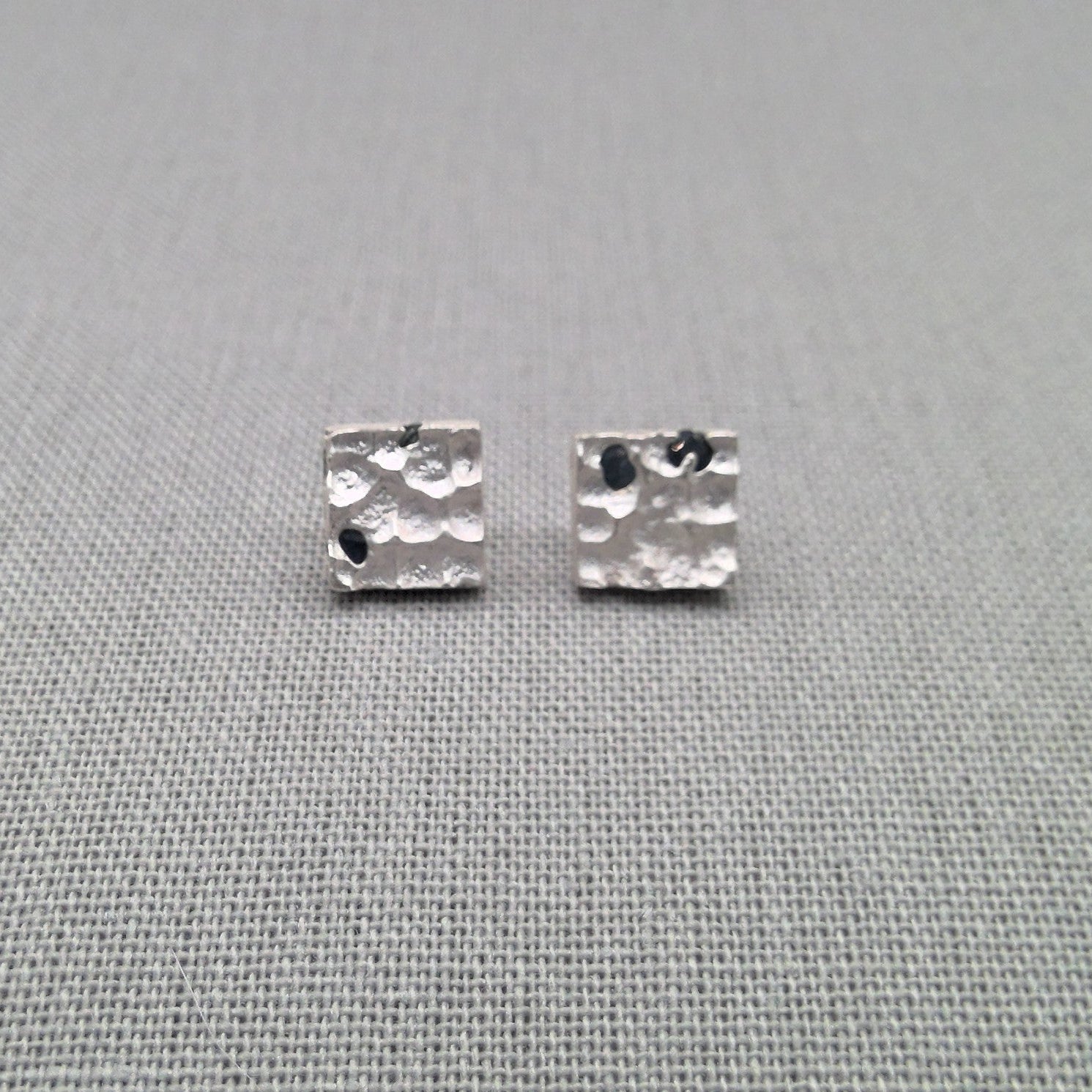 Sterling silver stud earrings with blue sapphire accents, Ocean Sapphire Collection