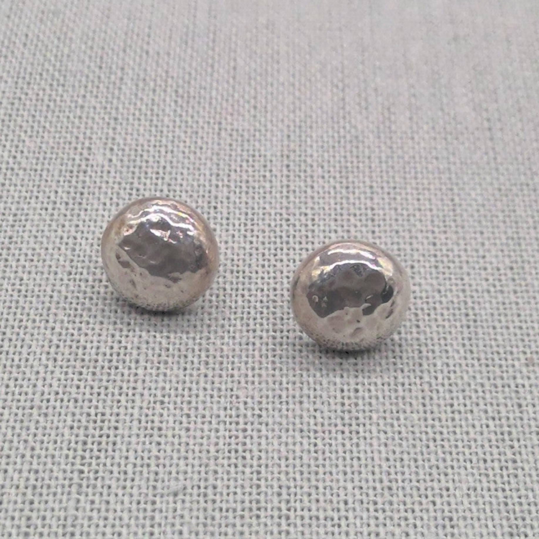 Polished silver-tone recycled 925 ball stud earrings pair