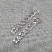 Pair of classic silver-tone recycled 925 chain link earrings