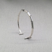 Angled detail shot of recycled silver bangle joint construction
