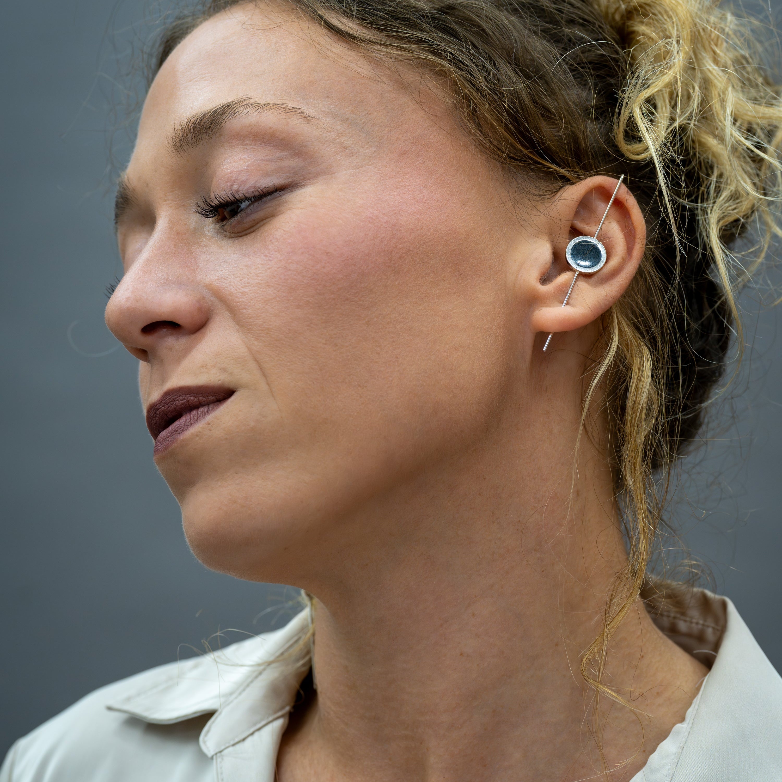 Silver Earrings with Resin