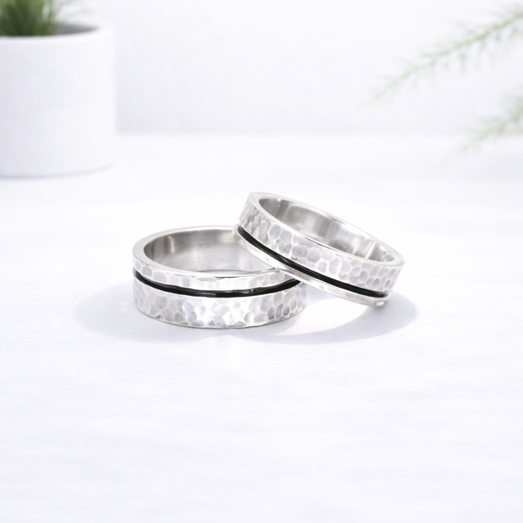 Chunky Wedding Rings Set