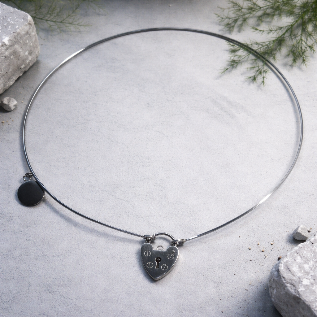 Minimalist Silver Necklace With Heart Lock