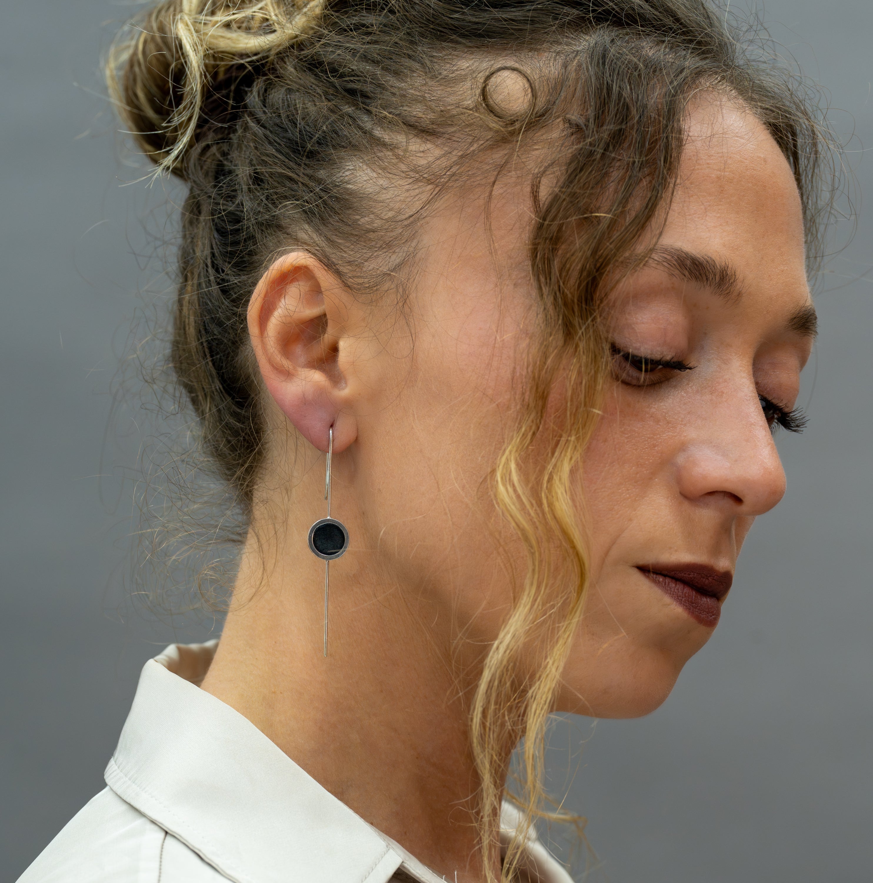 Silver Earrings with Resin