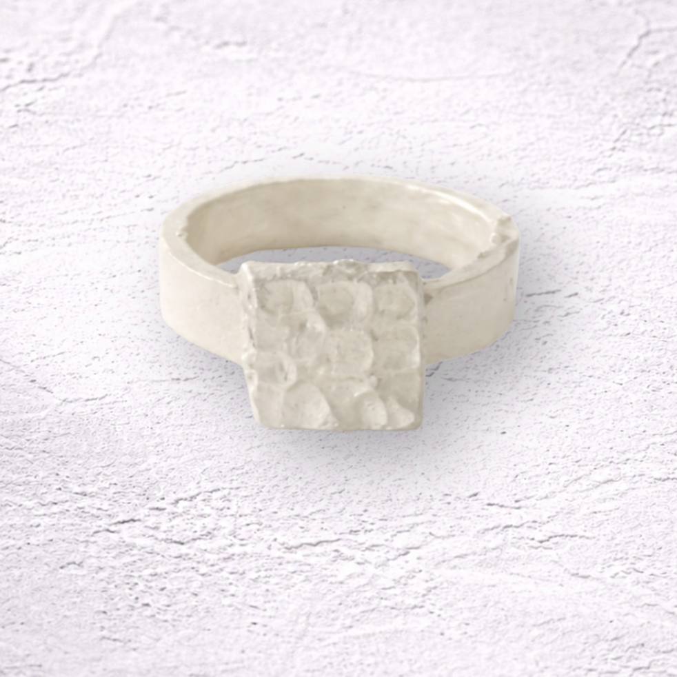 Handmade ring with texture made in UK