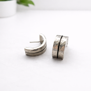 Hammered silver cuff earrings