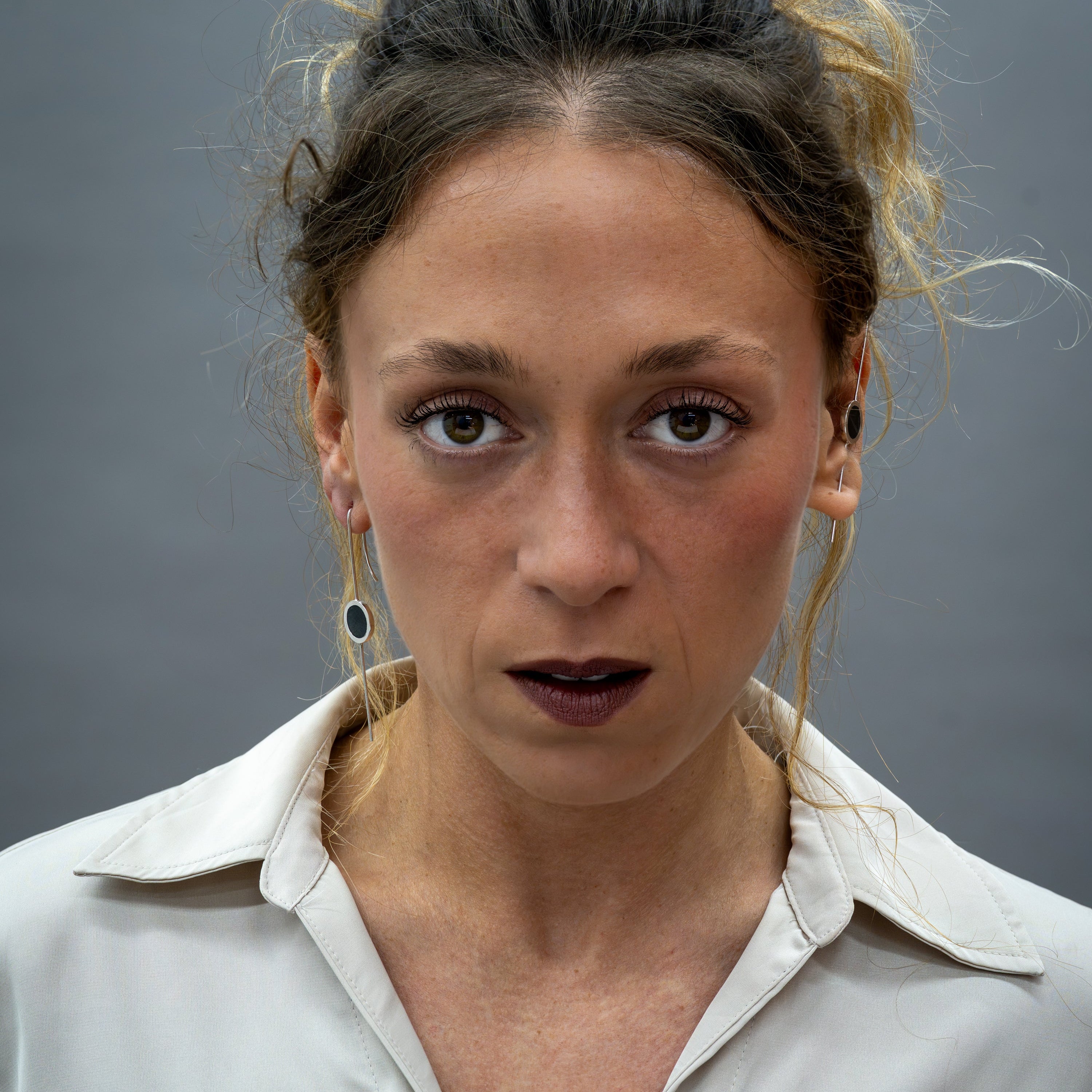 Silver Earrings with Resin