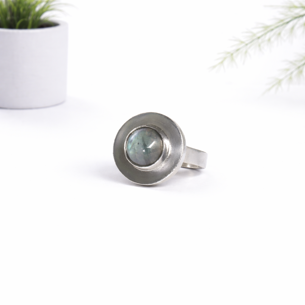 Silver Ring With Labradorite