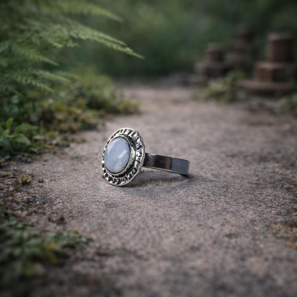 Silver Ring With Blue Lace Agate
