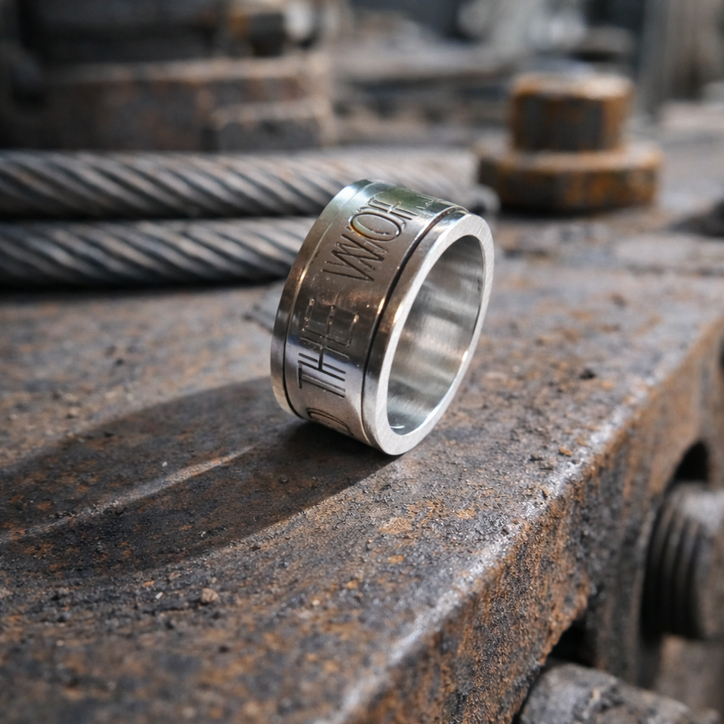 Silver Personalised Spinning Ring