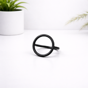 Minimalist Silver Ring From Collection Black & White