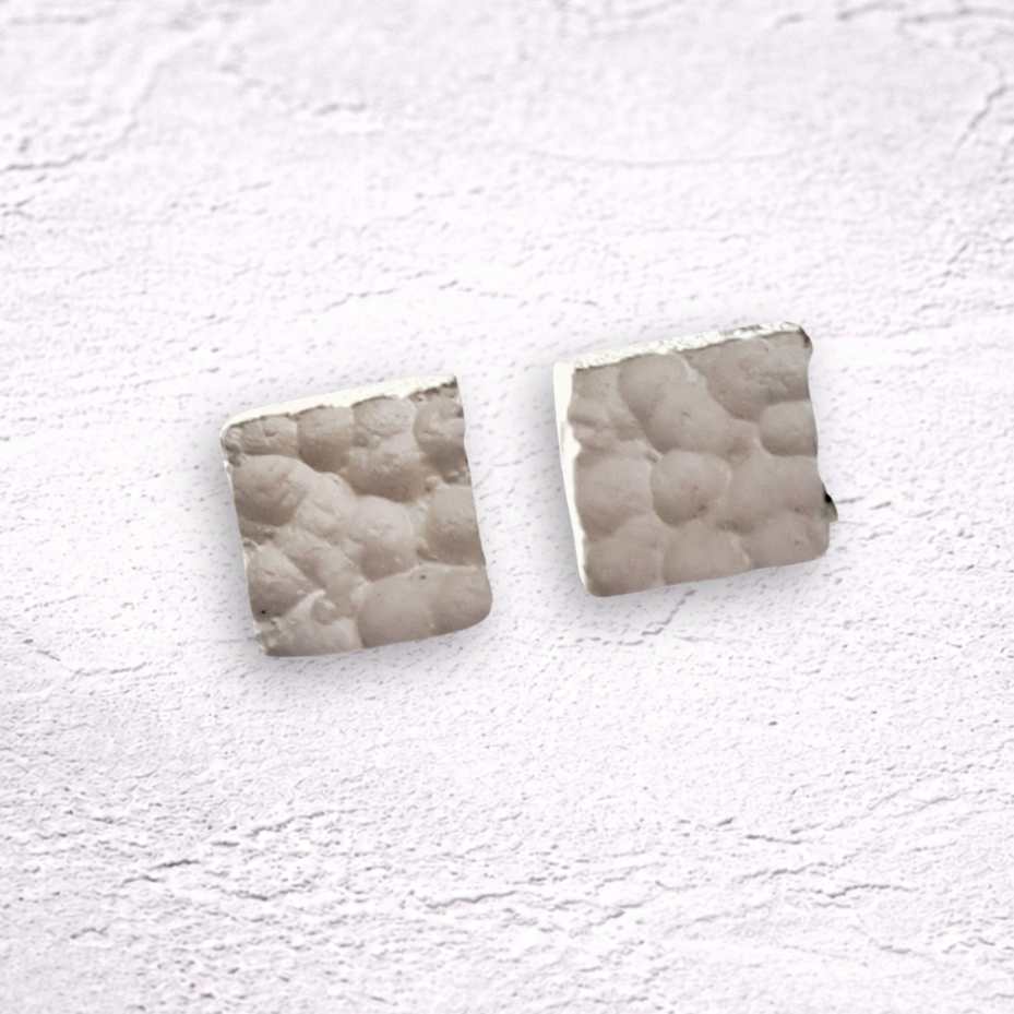 Handmade earrings with texture made in UK