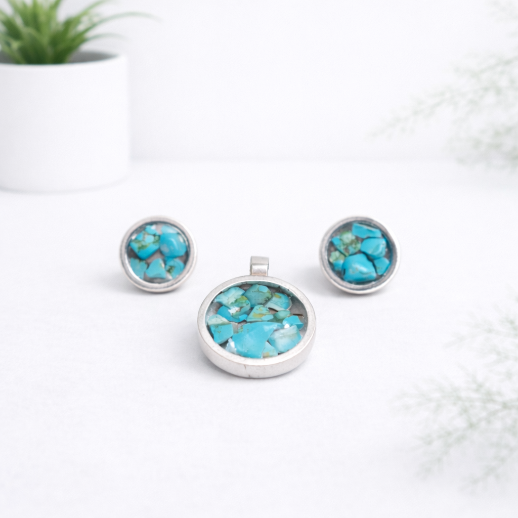 Silver Set With Turquoise