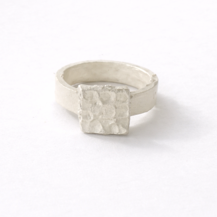 Handmade ring with texture made in UK